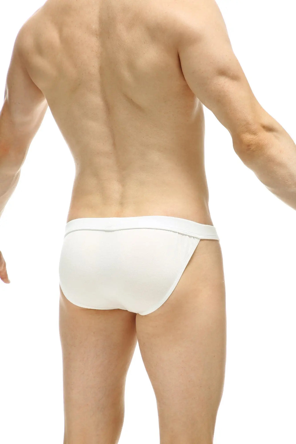 White form-fitting seamless briefs made from organic bamboo featured in tanga sillas organic bamboo white product