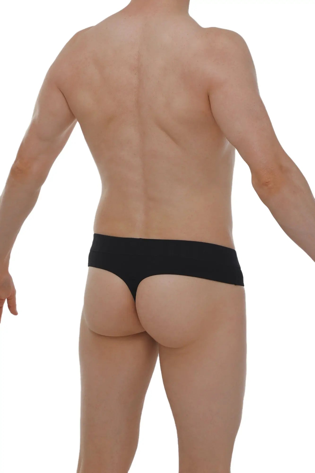 PetitQ thong Anjouin black seamless briefs with smooth fabric finish showing the back side of the product