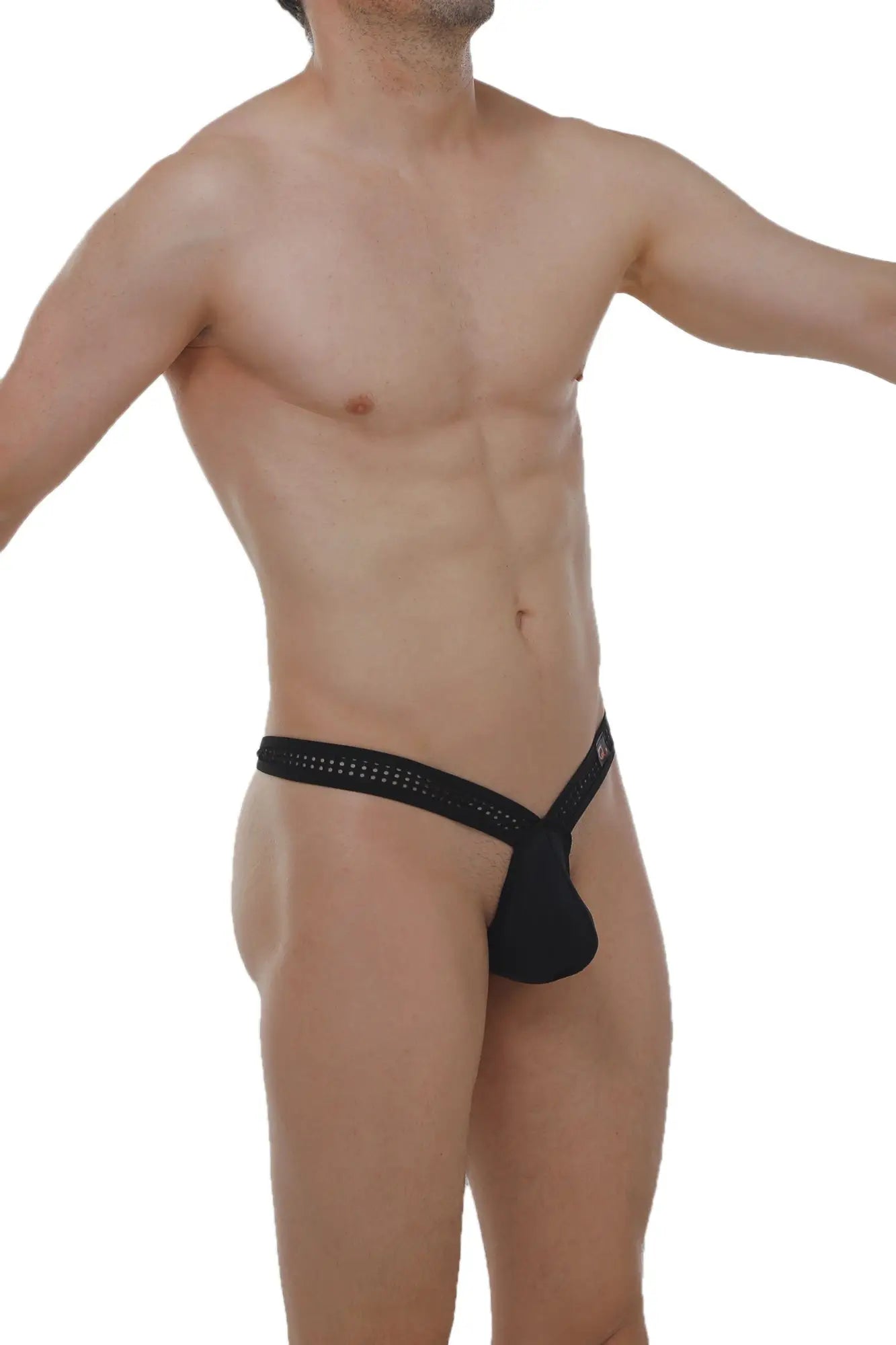 Black mesh PetitQ thong brech durtol with supportive contoured design for comfortable everyday wear