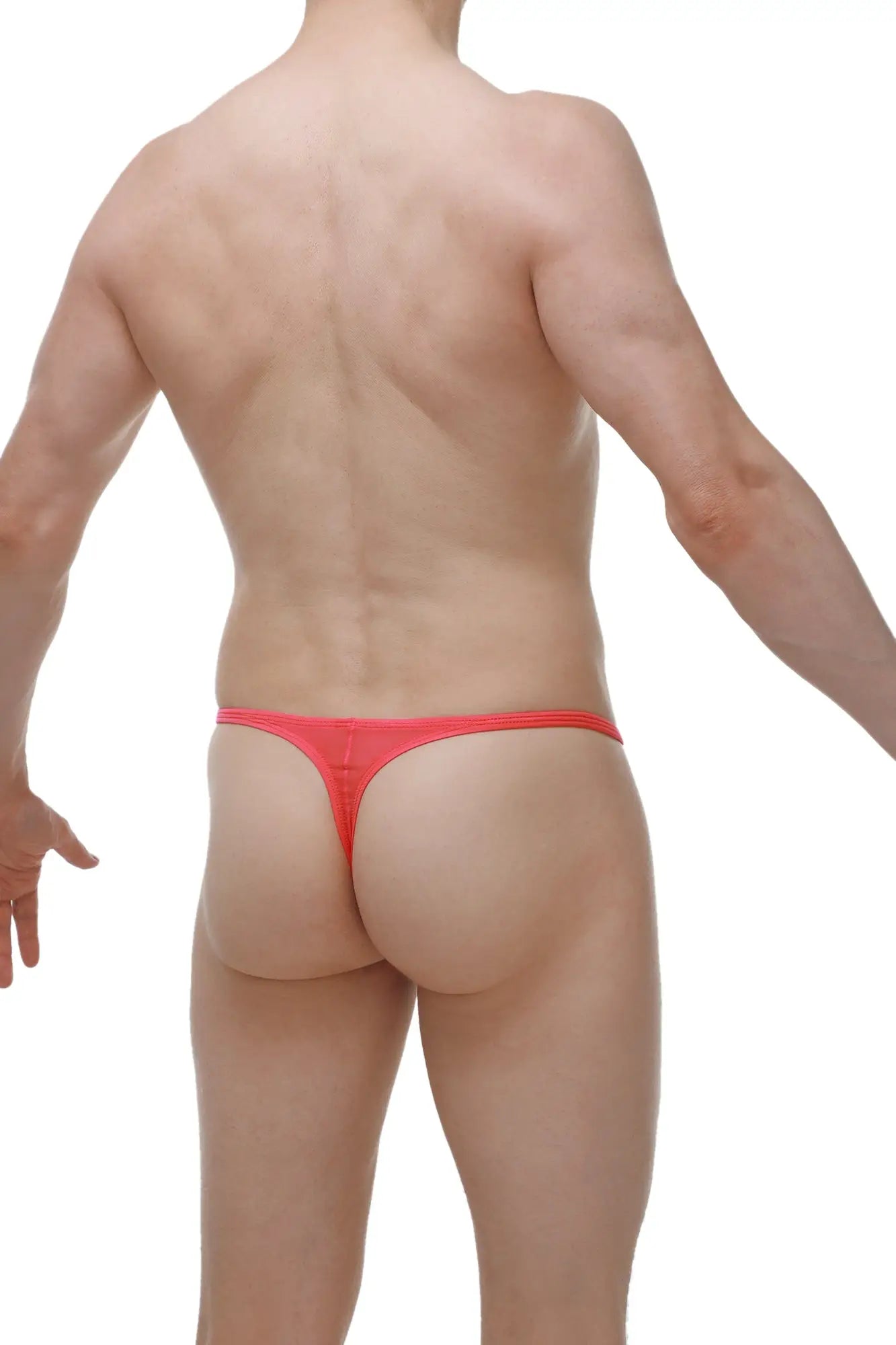 Bright red petitq thong cernier plum crimson made of smooth stretchy fabric shown from the back side