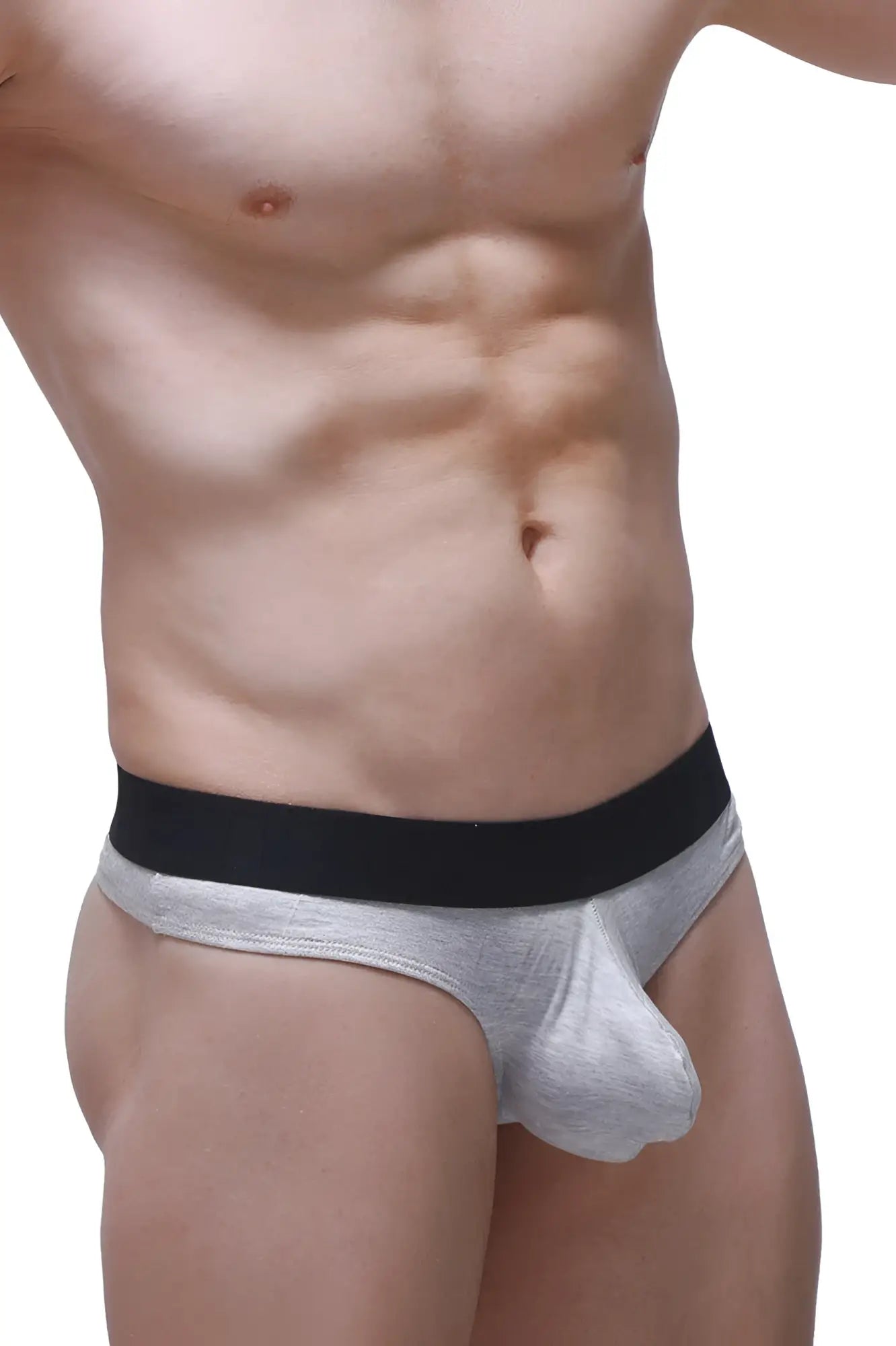 Gray athletic briefs with black waistband made of modal fabric for comfort petitq thong dome modal grey