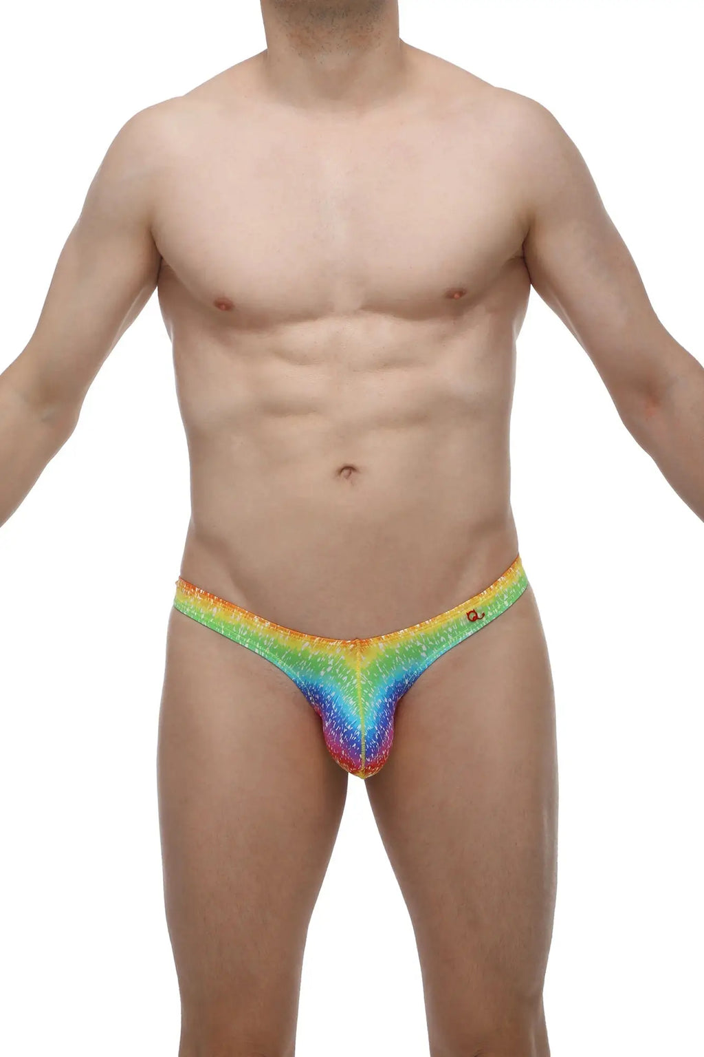 PetitQ Thong Dome Rainbow rainbow glitter thong with vibrant iridescent finish and snug-fitting design back side view