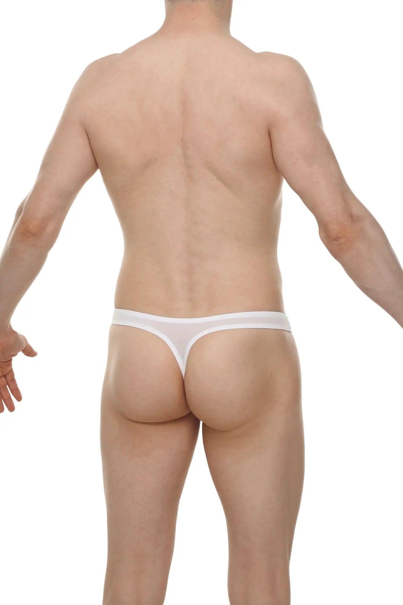 White sheer thong dome skine white with thin waistband made of transparent lightweight fabric