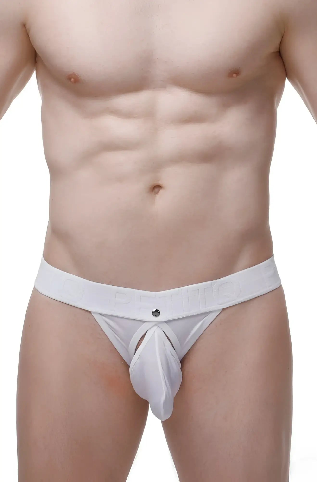 White men’s petitq thong nouans plum white briefs with branded waistband and central pouch design