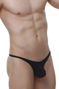 Black lace thong with subtle red logo on the side from petitq underwear by arthus nico perfect for men