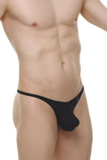 Black thong Plellis Skine with a snug, form-fitting design and a small red logo on the side