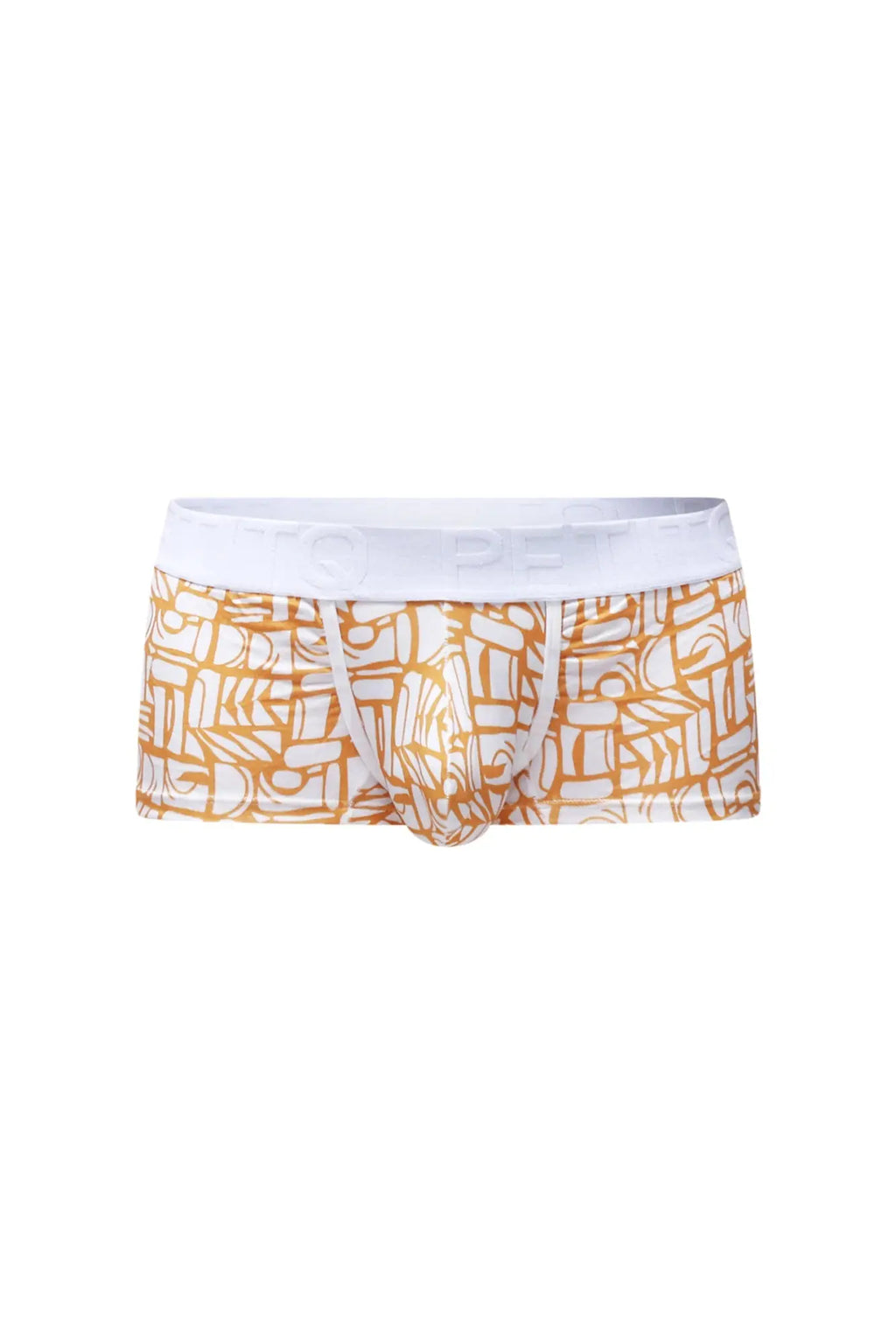 White and gold patterned petitq trunk carlot alloy boxer briefs with white elastic waistband for comfortable wear