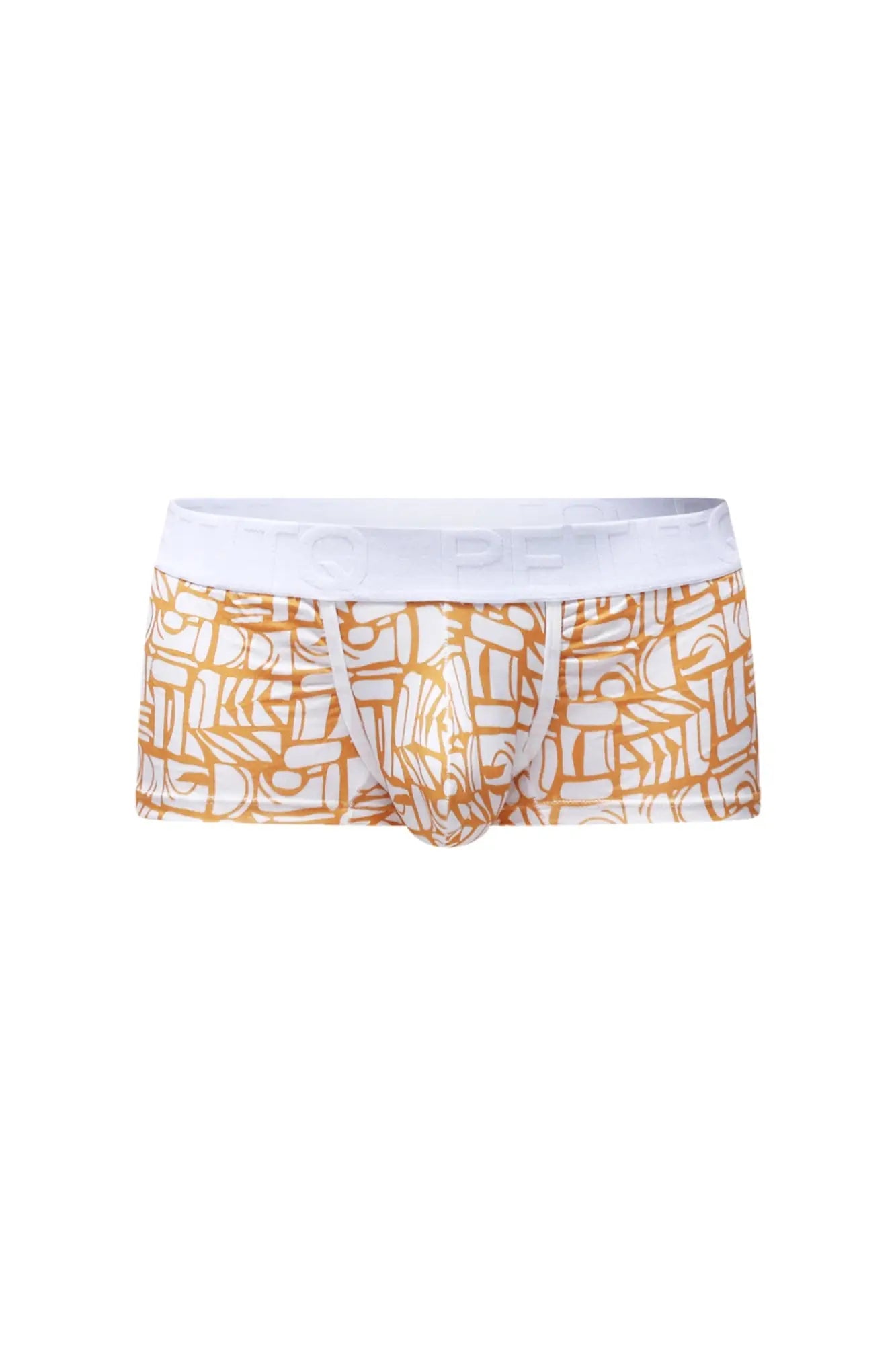 White and gold patterned petitq trunk carlot alloy boxer briefs with white elastic waistband for comfortable wear