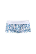 Petitq trunk carlot blue men’s briefs with blue and white pattern and solid white waistband for comfortable wear