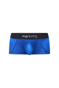 Blue petitq men’s briefs with black waistband featuring petitq logo designed for comfortable daily wear