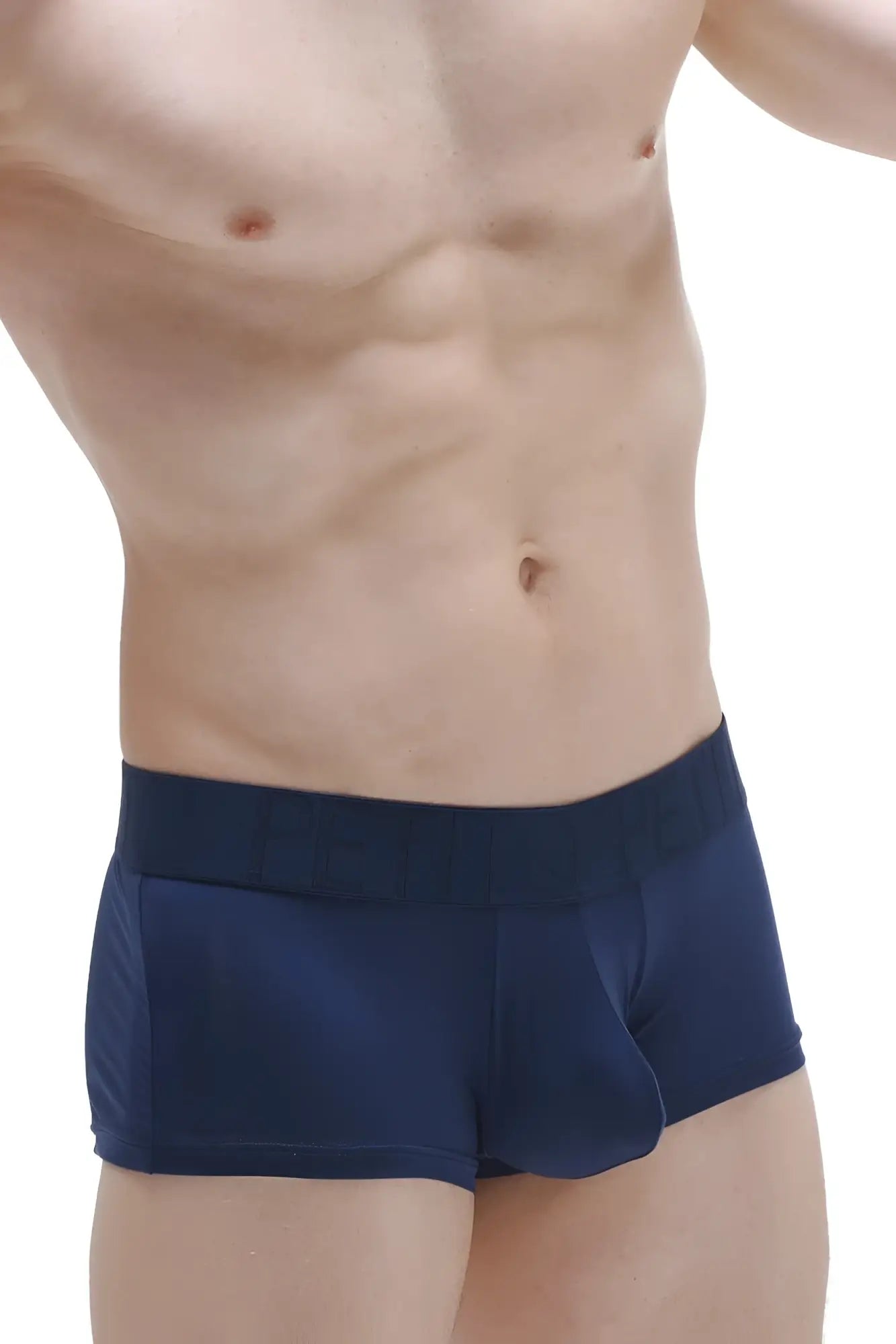 Navy blue PetitQ trunk Reotier plum athletic briefs with smooth, form-fitting fabric and a contoured design