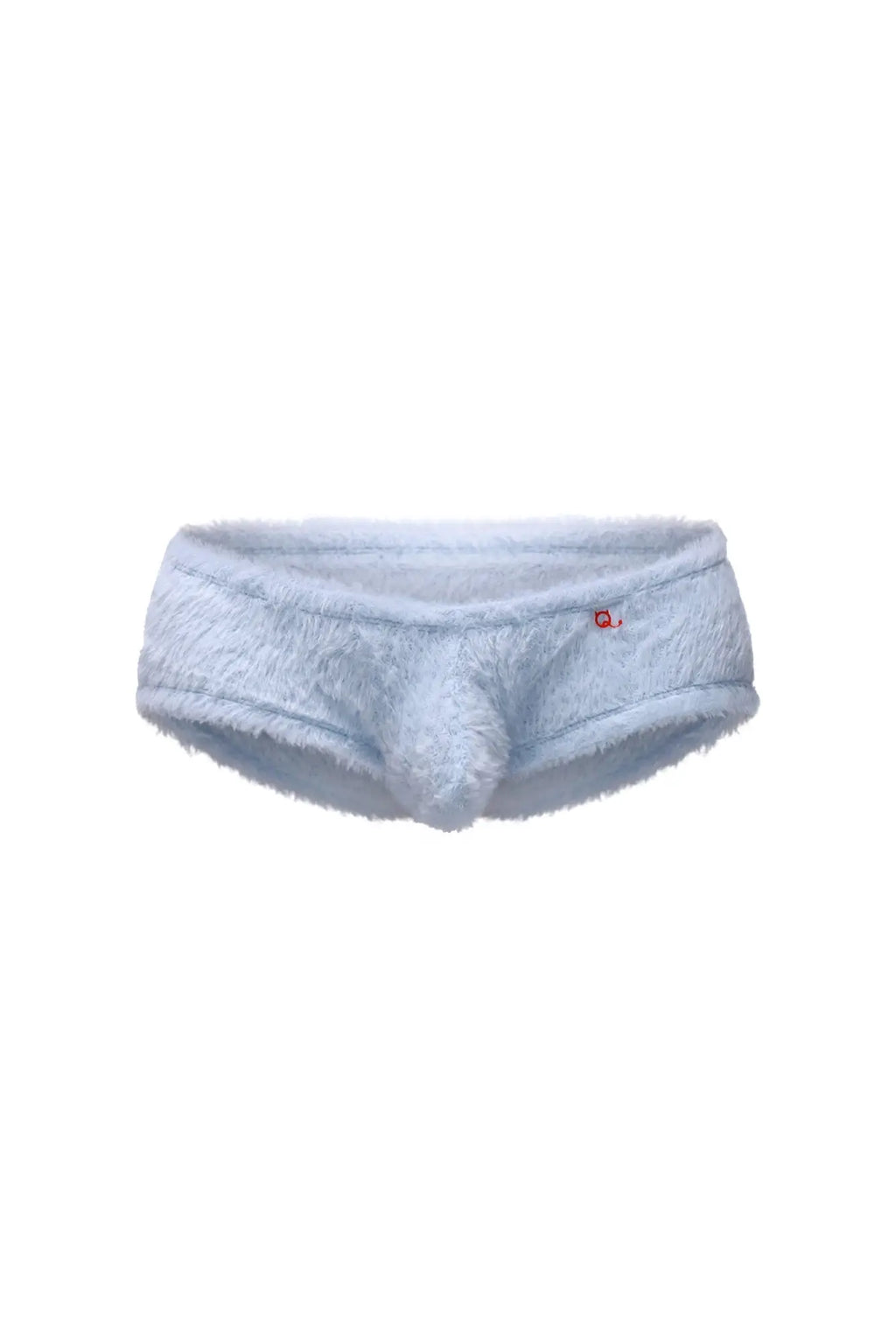 Light blue trunk yeti men’s underwear with soft plush texture and small red logo on the waistband