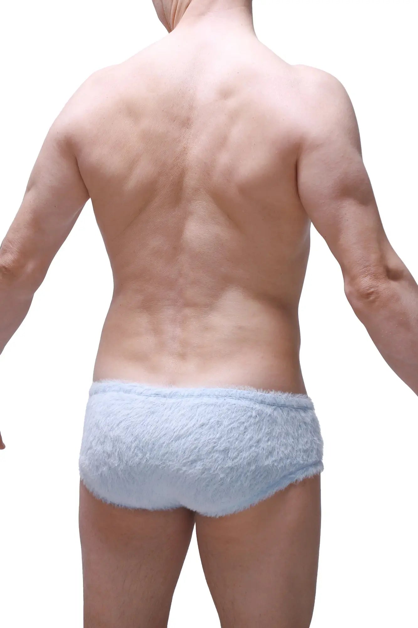 Light blue fuzzy textured briefs trunk yeti blue showcasing soft material and comfortable fit