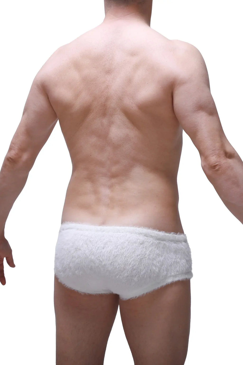 White fluffy lace trimmed briefs trunks yeti white soft breathable underwear for everyday comfort