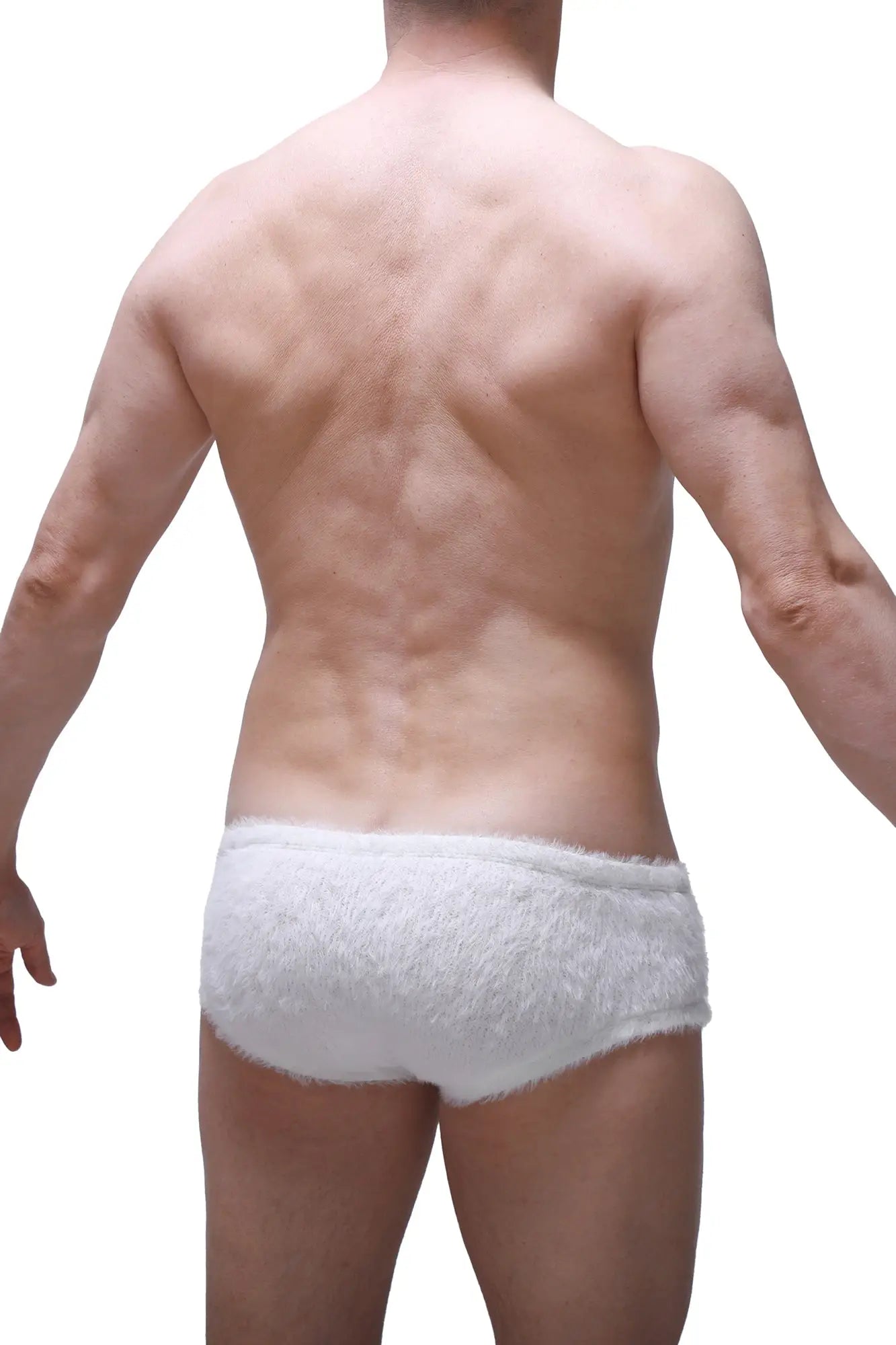 White fluffy lace trimmed briefs trunks yeti white soft breathable underwear for everyday comfort