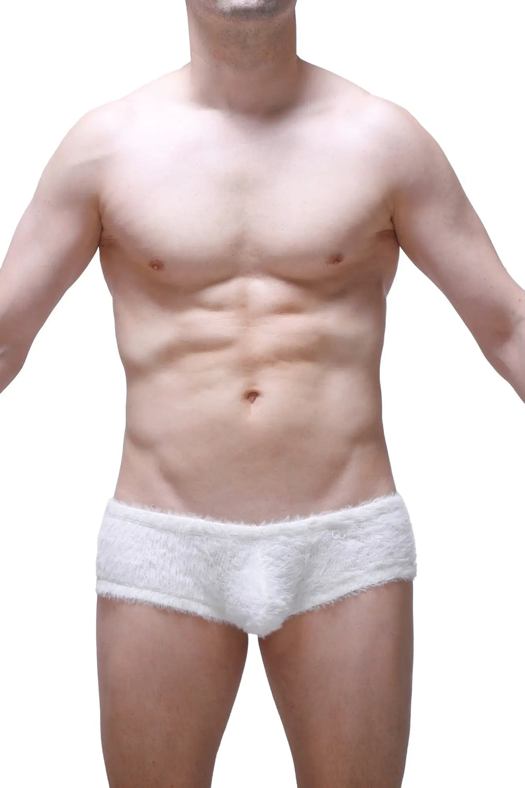 White fluffy textured briefs trunk yeti white showcasing soft fabric and comfortable fit for everyday wear