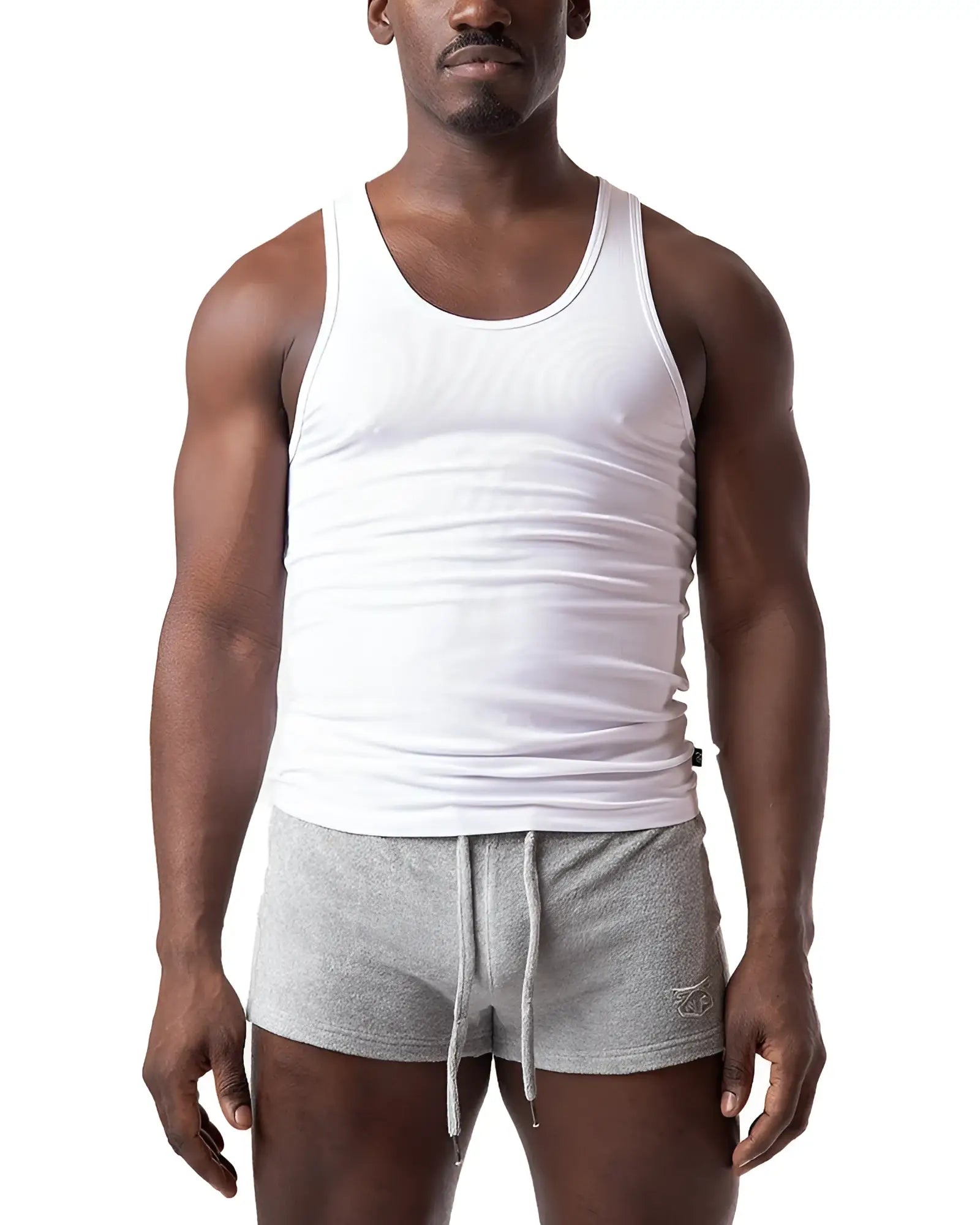 White ribbed cotton pig rib tank top with classic scoop neckline for casual wear
