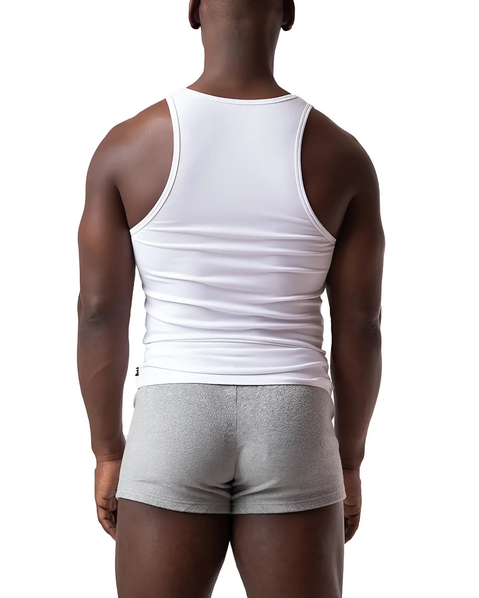White ribbed cotton tank top pig rib tank top with a fitted athletic cut for active wear
