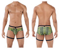 Pikante PIK 0510 neon briefs in vibrant green and yellow snake-scale pattern with black elastic trim