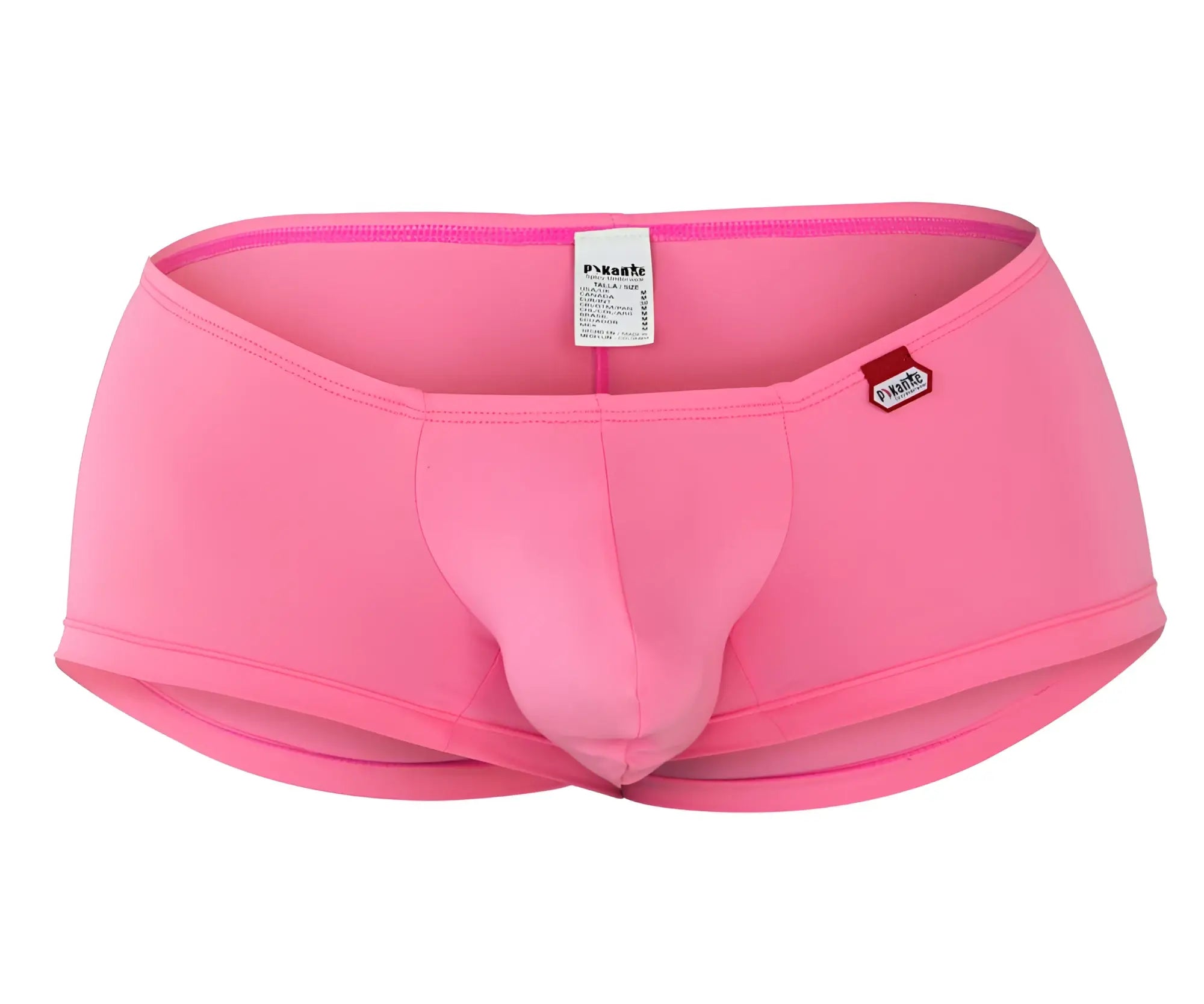 Bright pink pikante PIK 0976 Angola trunks men’s briefs with supportive contoured design and red side tag
