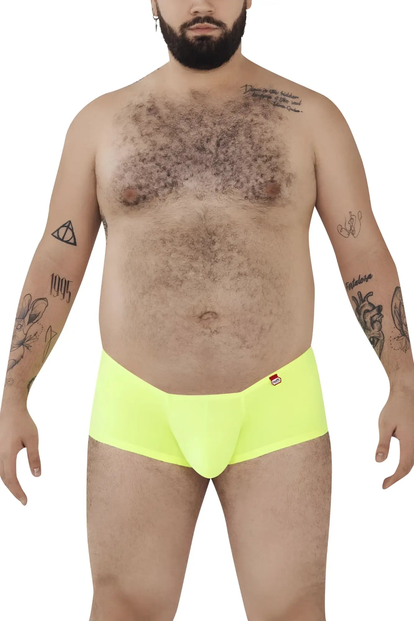 Pikante pik 0976x angola trunks in bright neon yellow briefs with snug fit and red logo on the waistband