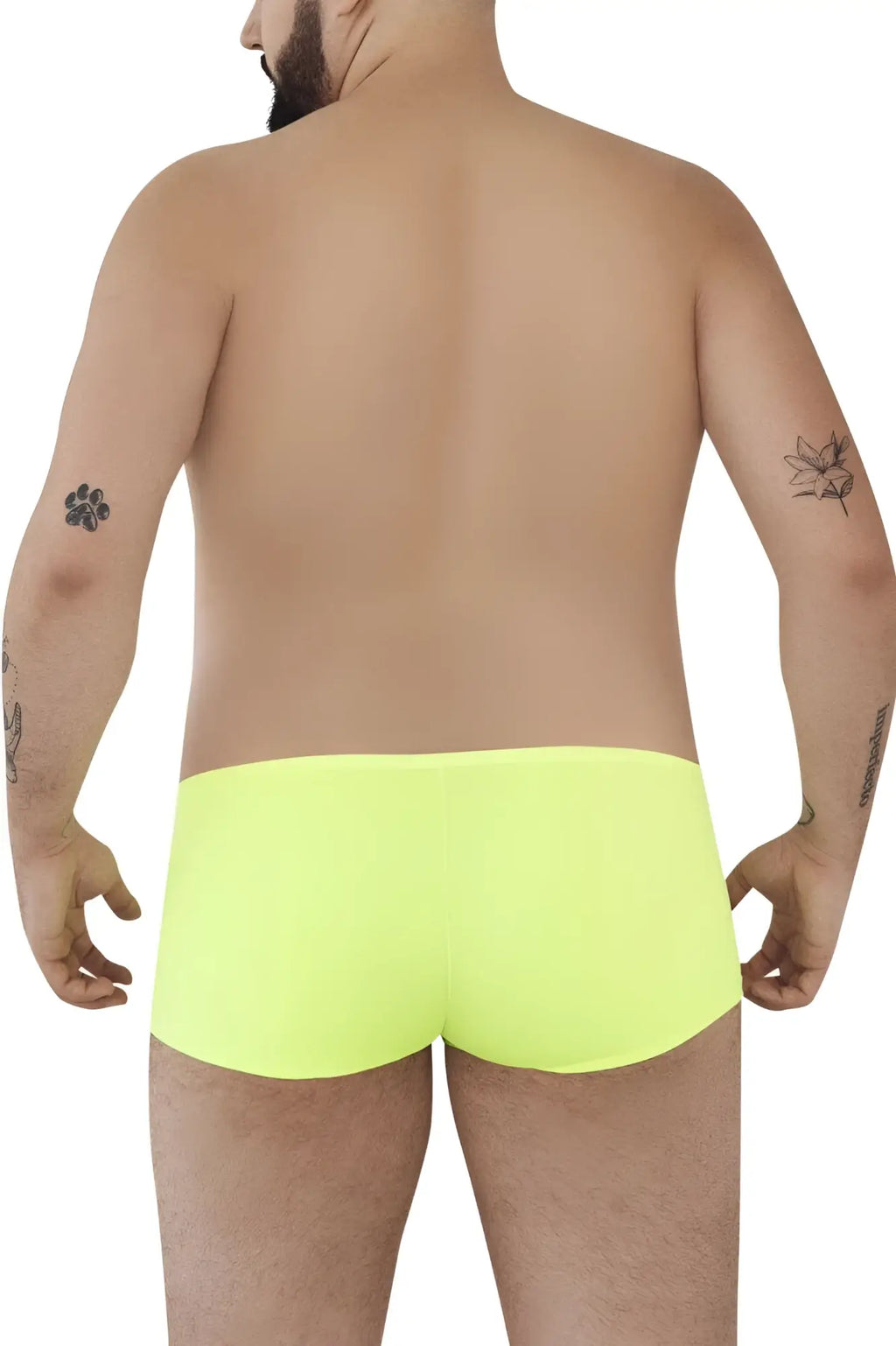 Neon yellow pikante pik 0976x angola trunks in green color showing the front side with breathable fabric