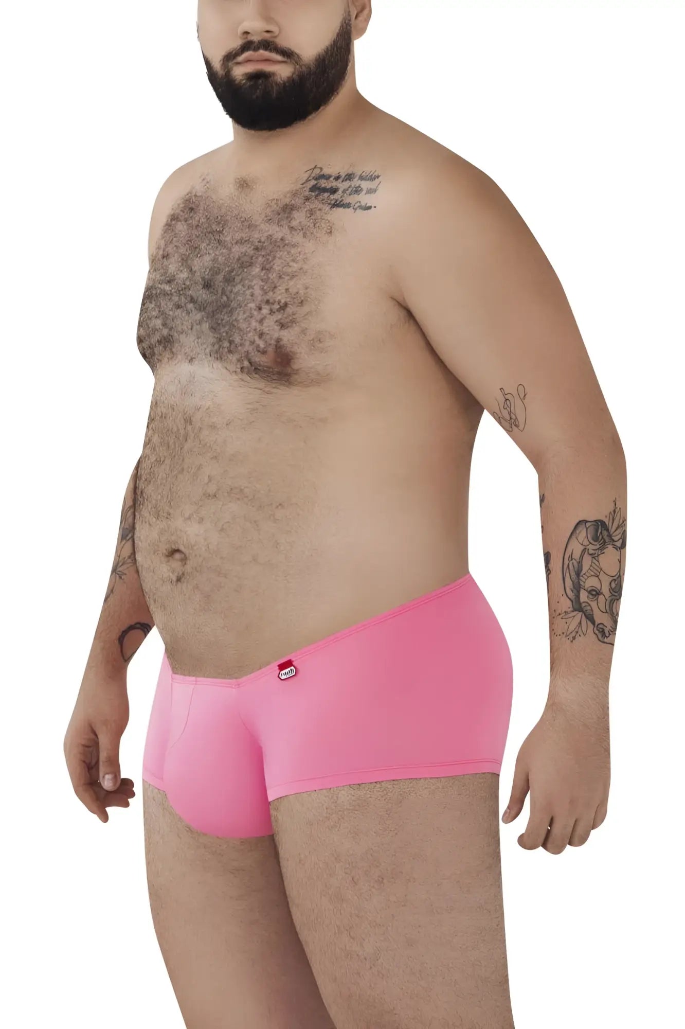 Pikante pik 0976x angola trunks bright pink briefs with small red logo on the waistband in front view