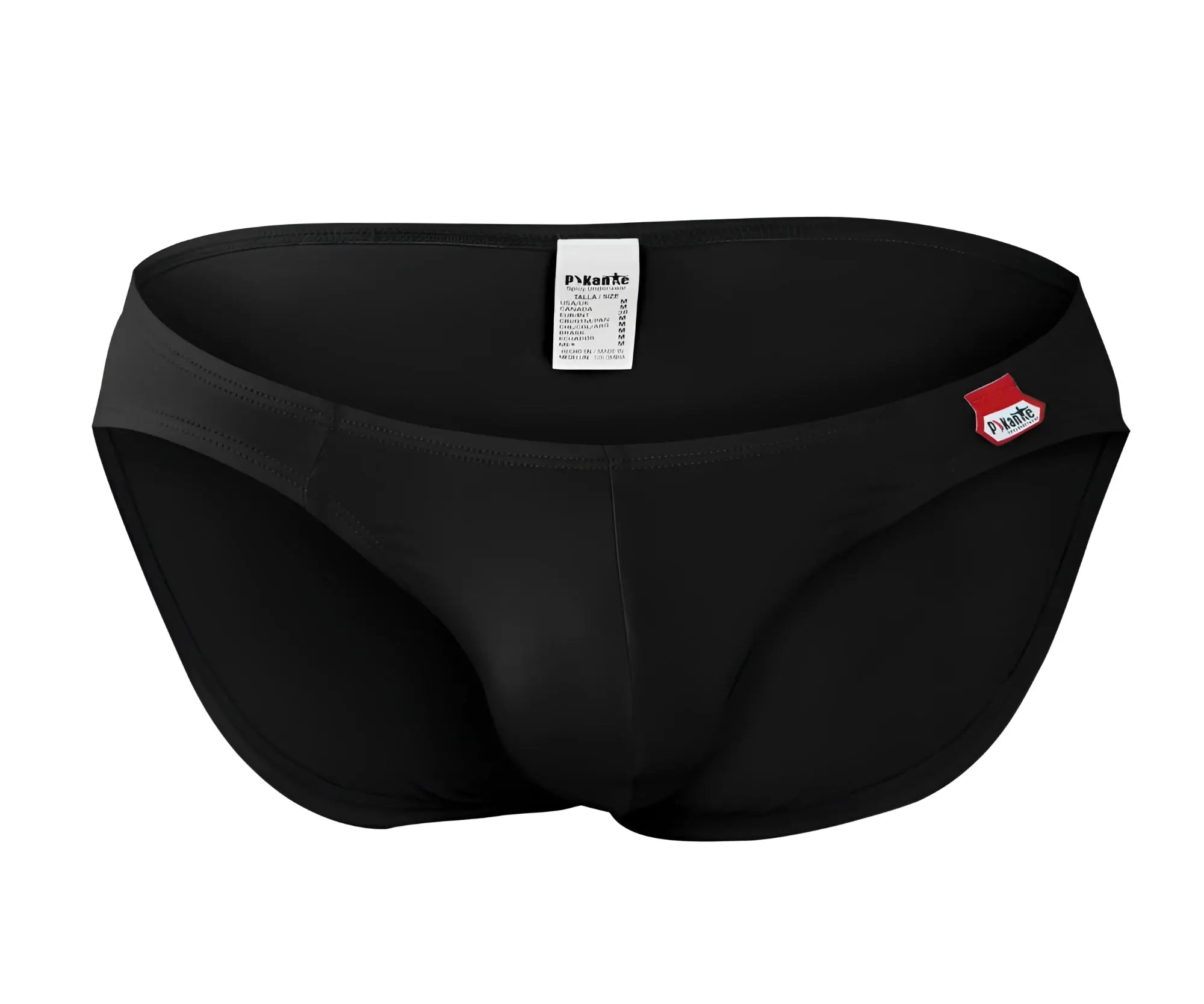 Black pivatte men’s swim trunks pikante pik 0977x angola bikini with sleek fit and subtle red brand logo on side