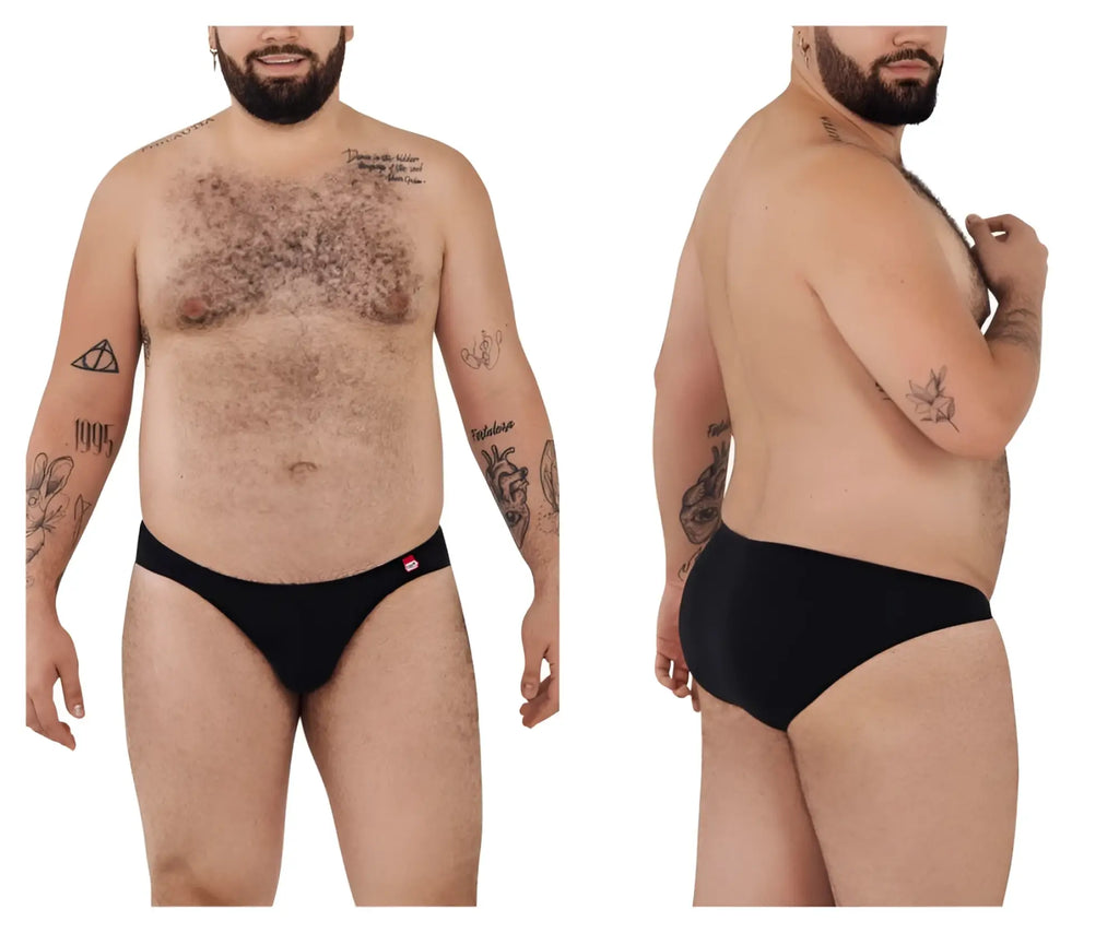 Black pikante pIK 0977X angola bikini briefs with a small red logo on the waistband in black color