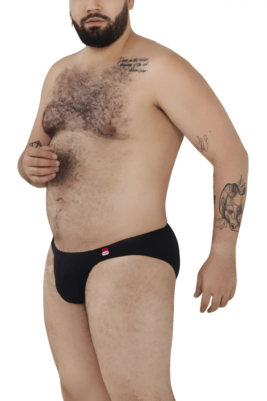 Pikante pik 0977x angola bikini black briefs with a small red and white logo on the left hip