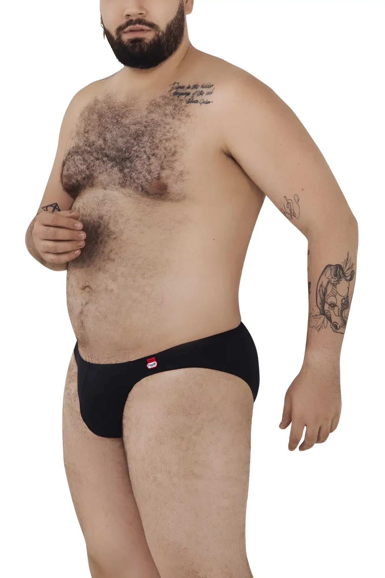 Pikante pik 0977x angola bikini black briefs with a small red and white logo on the left hip