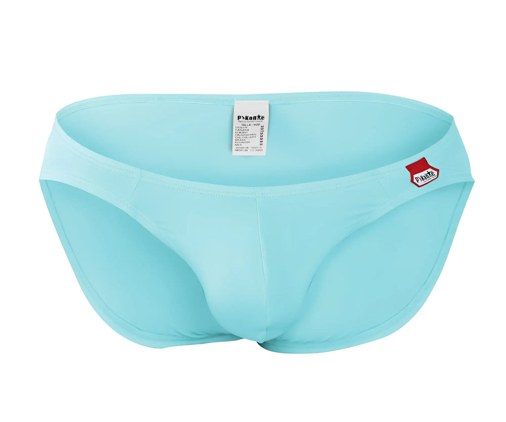 Light blue Pikante PIK 0977X Angola men’s swim trunks with seamless design and red side brand logo