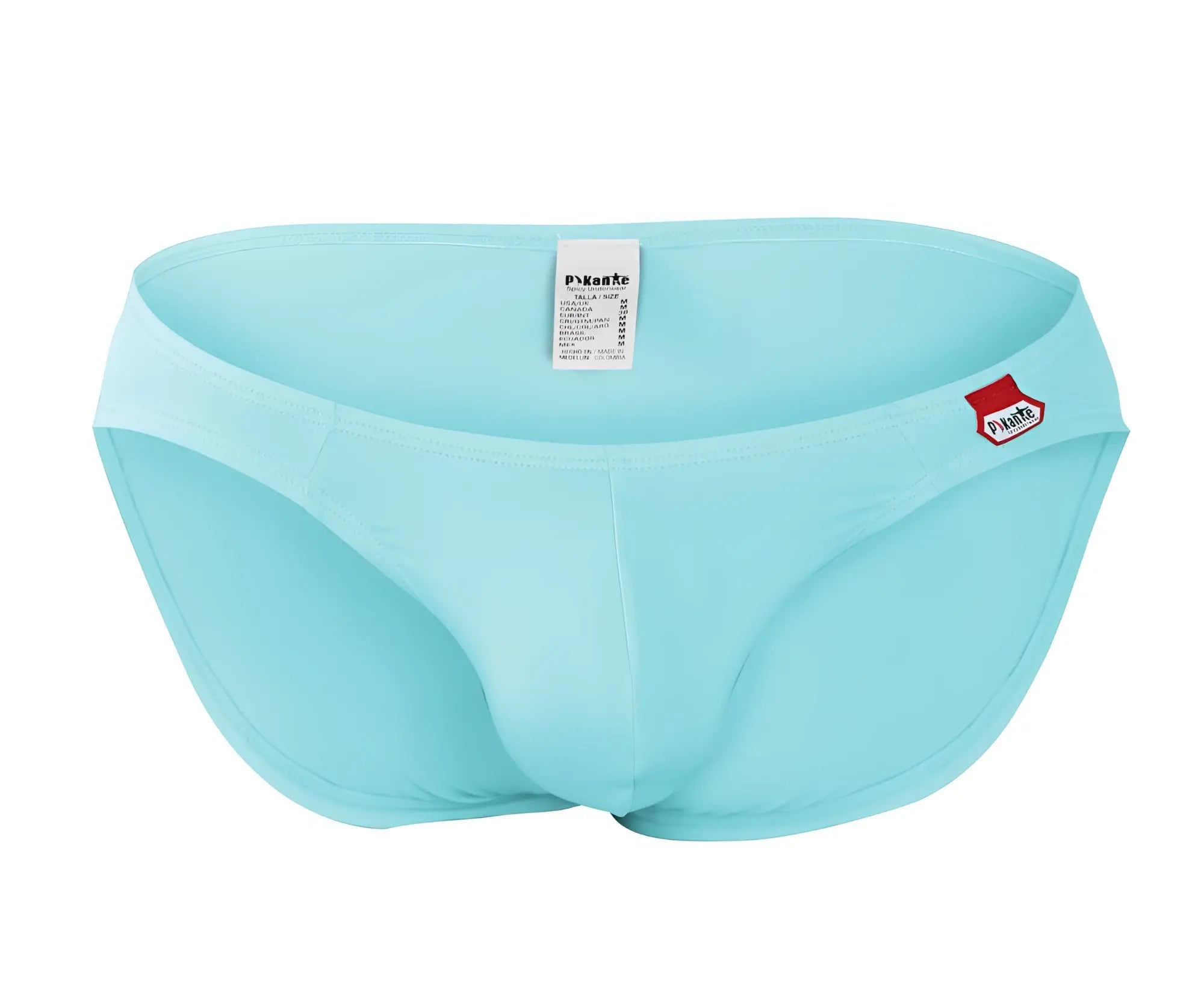 Light blue Pikante PIK 0977X Angola men’s swim trunks with seamless design and red side brand logo