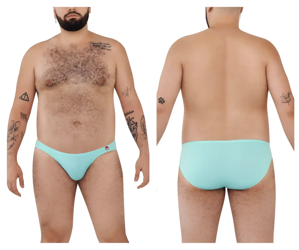 Light blue pikante pik 0977x angola bikini briefs with small red logo on the left hipband front view