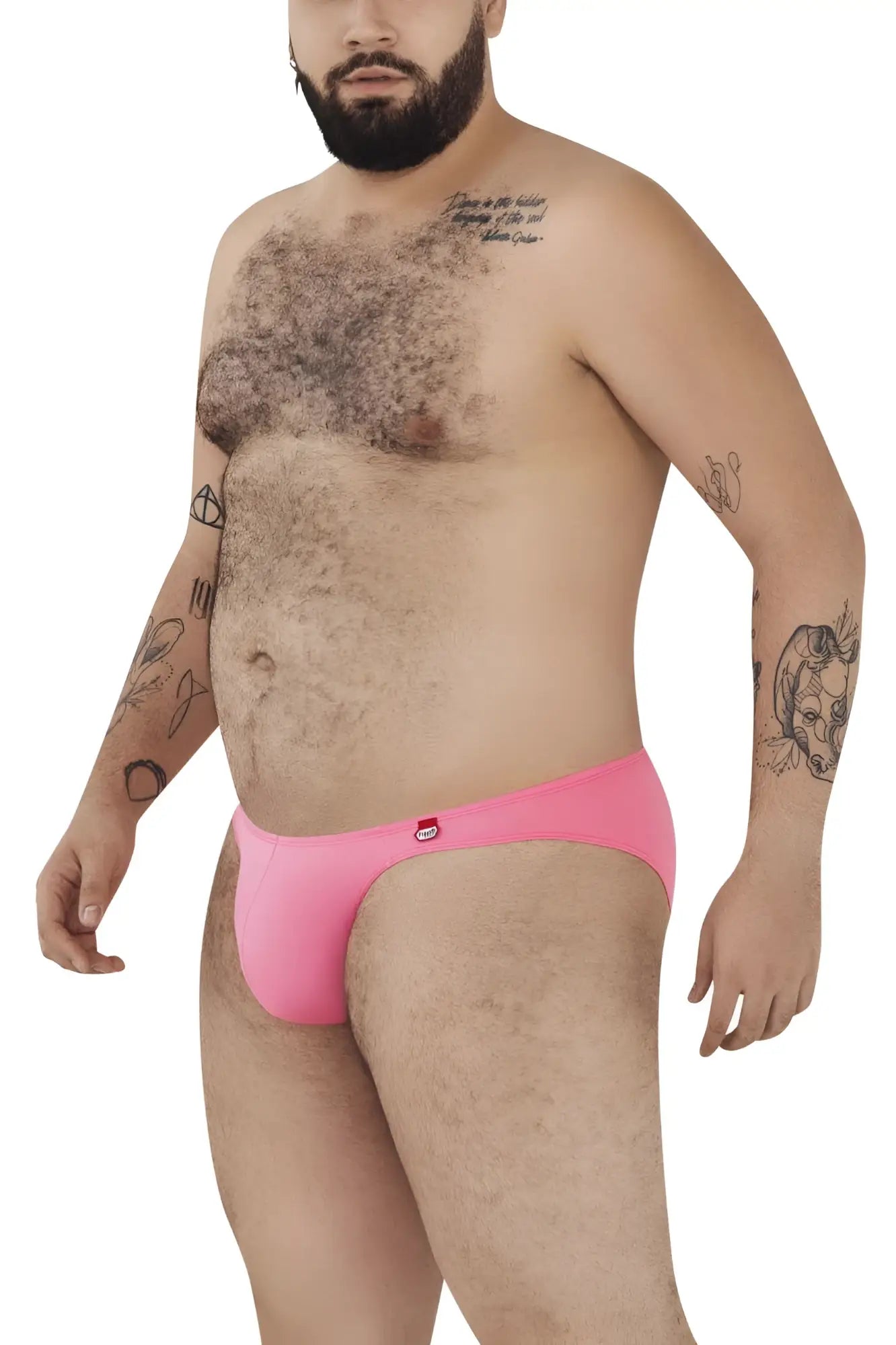 Bright pink pikante pIK 0977X angola bikini briefs with small red logo on waistband