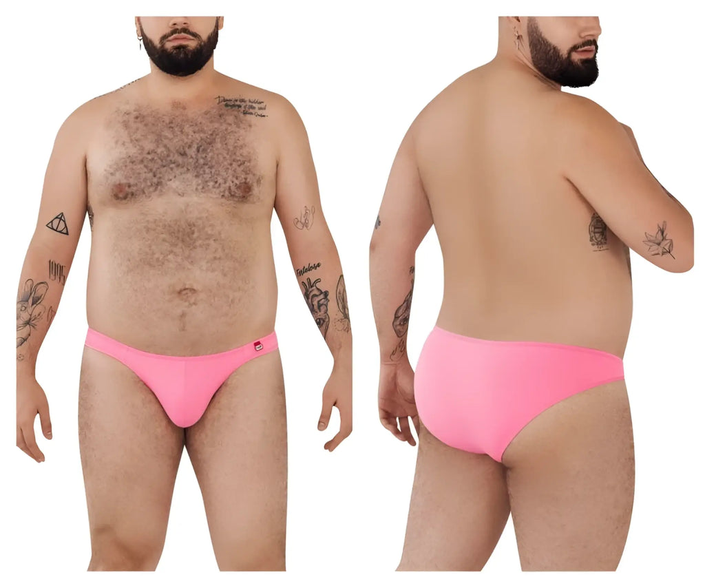 Bright pink smooth-textured pikante pik 0977x angola bikini men’s briefs with a small red logo on the waistband