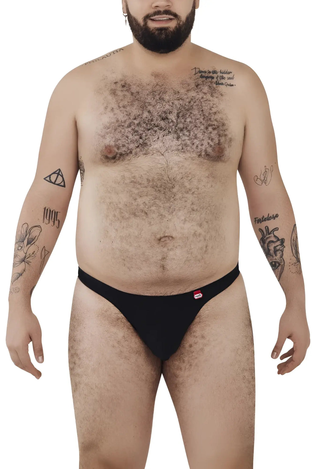 Black Pikante PIK 0978X Angola thongs featuring a small red logo on the waistband in a sleek briefs style