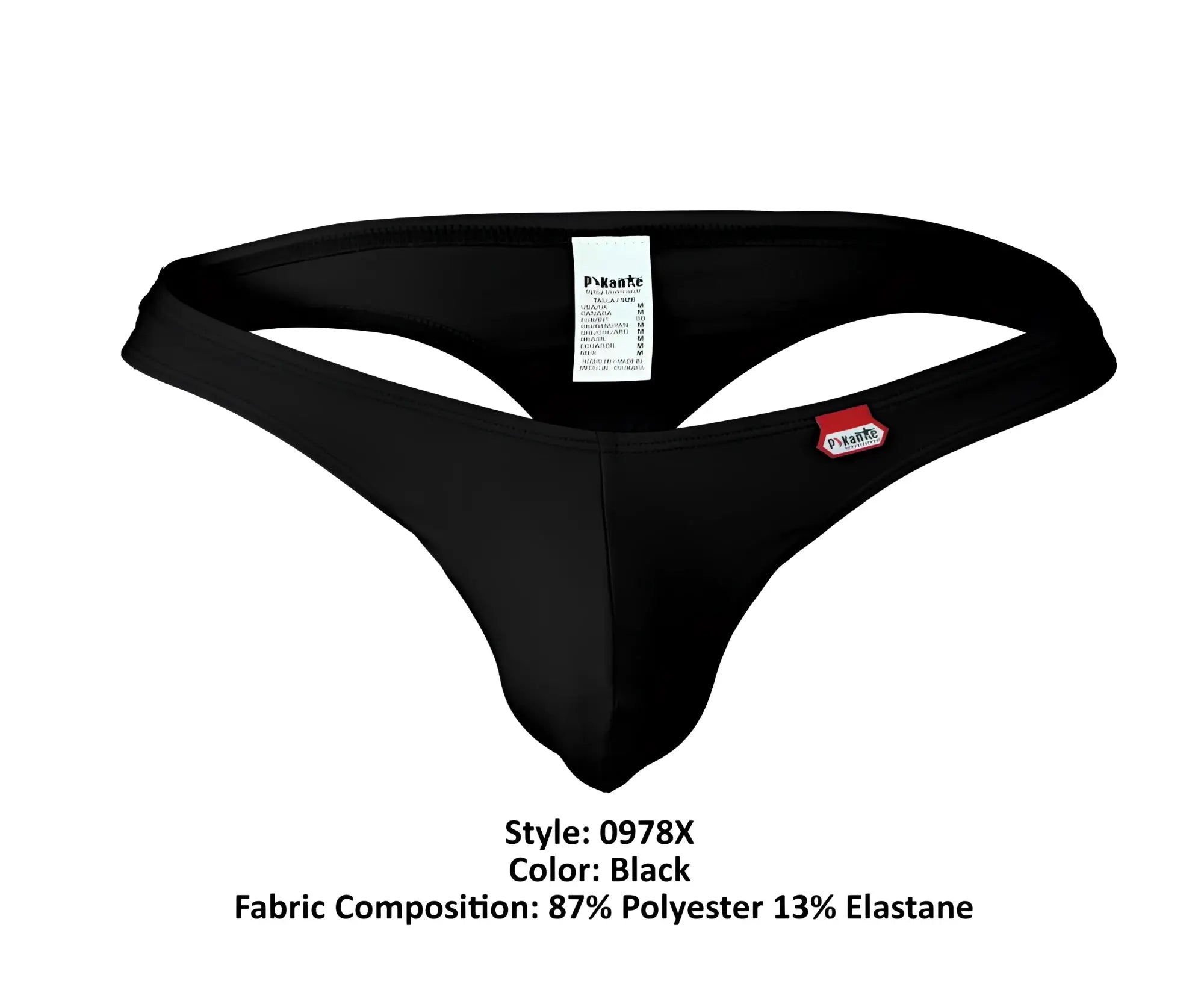 Black pikante PIK 0978X Angola thong with sleek form-fitting design made of 87% polyester and 13% elastane