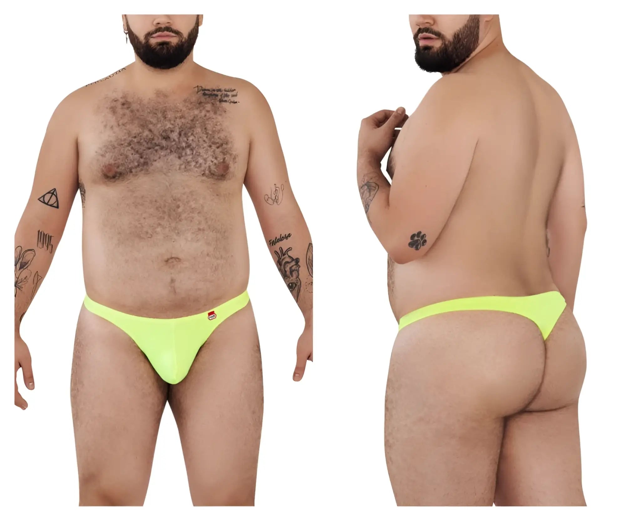 Neon yellow pikante PIK 0978X angola briefs with thong design in green color front view