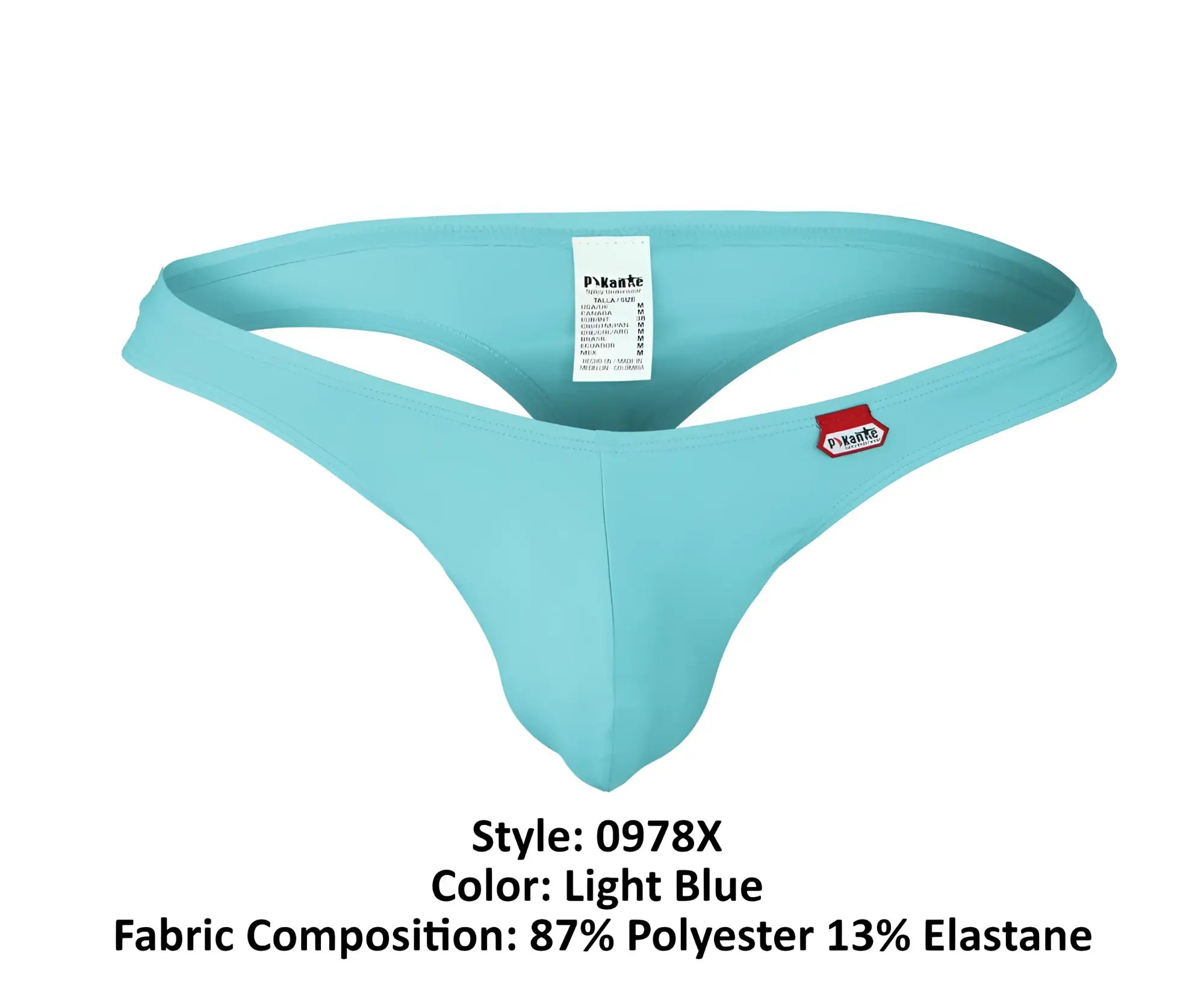Light blue pikante PIK 0978X Angola thong made of 87% polyester 13% elastane with branded label on the back side