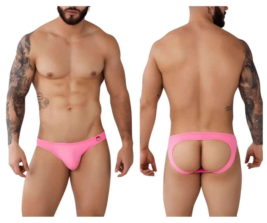 Bright pink Pikante PIK 0979 Angola jockstrap men’s briefs with distinctive back cutout in form-fitting material