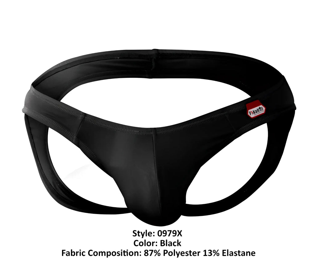 Black pikante pik 0979x angola jockstrap made of 87 polyester 13 elastane with smooth form-fitting design and red logo