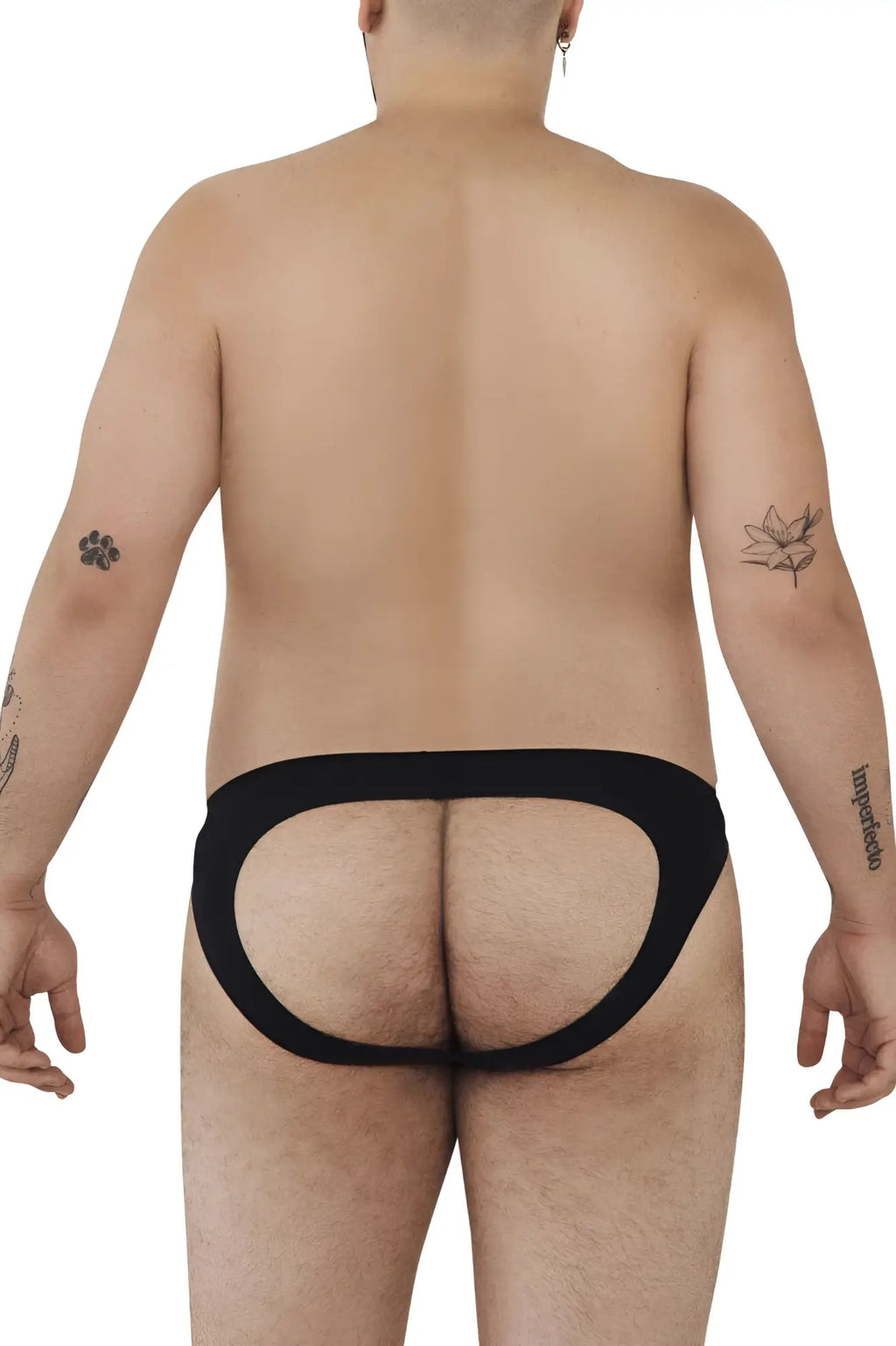 Black pikante pik 0979x angola jockstrap briefs back view with open-back design and wide elastic waistband