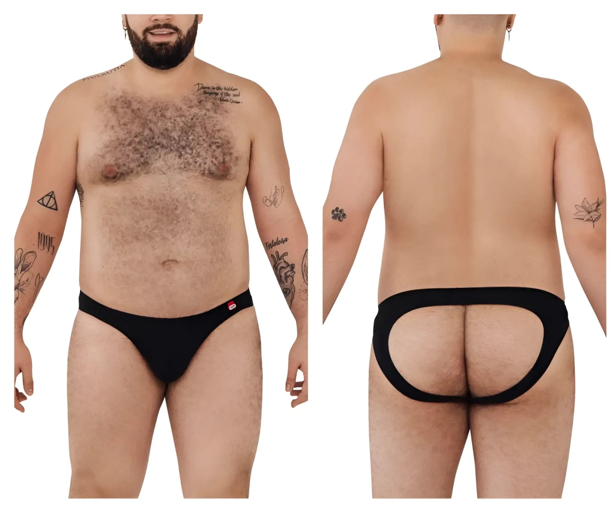Black Pikante PIK 0979X Angola jockstrap briefs with a red logo on the left hip front side