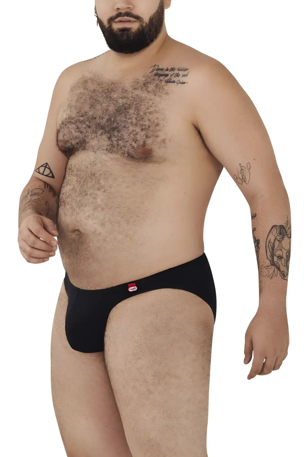 Black Pikante PIK 0979X Angola jockstrap briefs with small red and white logo on left hipband