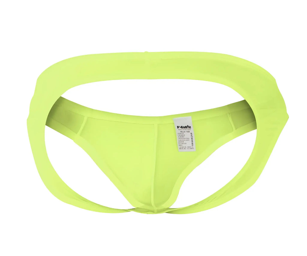 Bright lime green pikante PIK 0979X Angola men’s briefs with high-waisted design and elasticized leg openings
