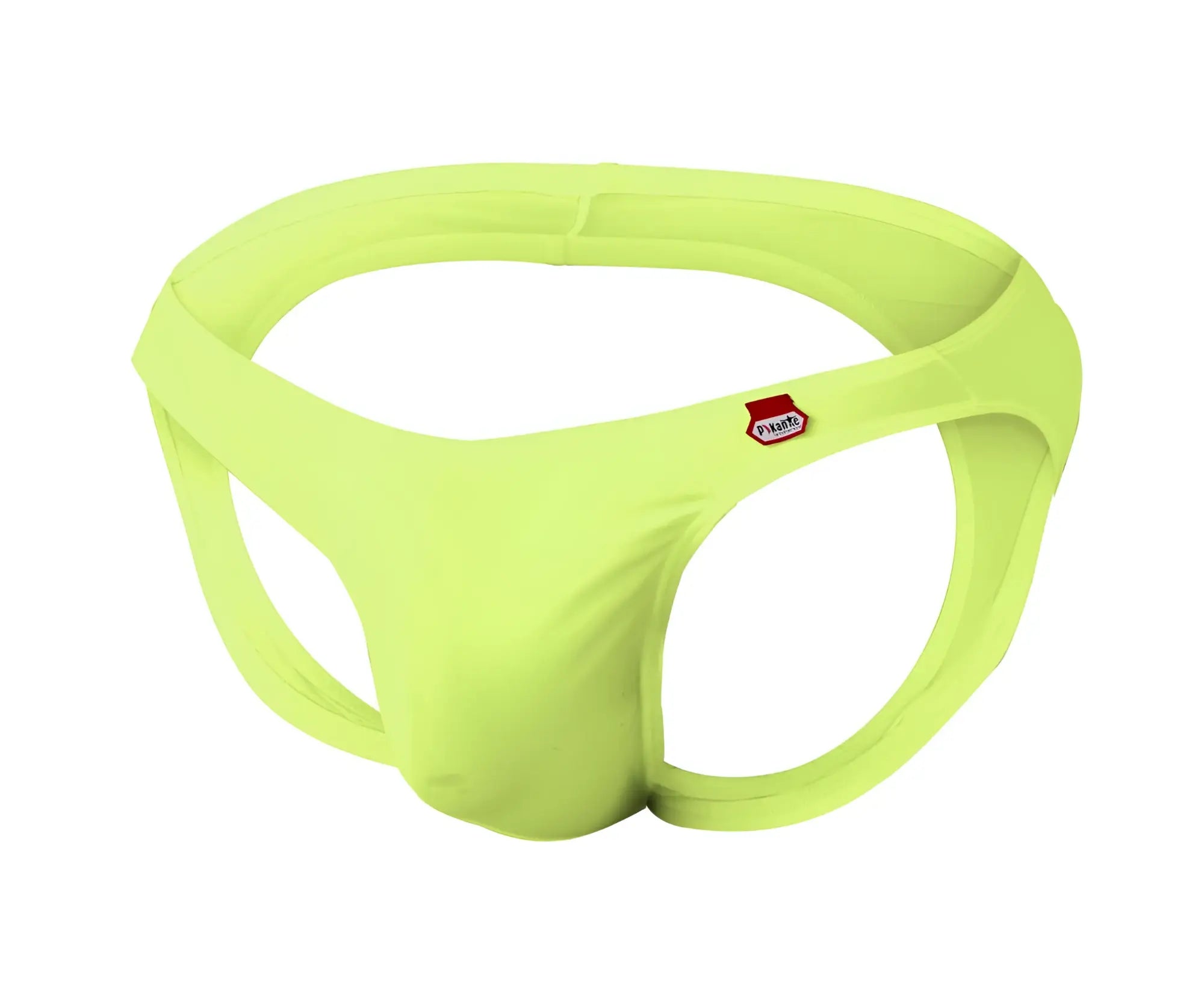Pikante pik 0979x angola jockstrap green seamless bright lime fabric briefs with small red and white logo on side