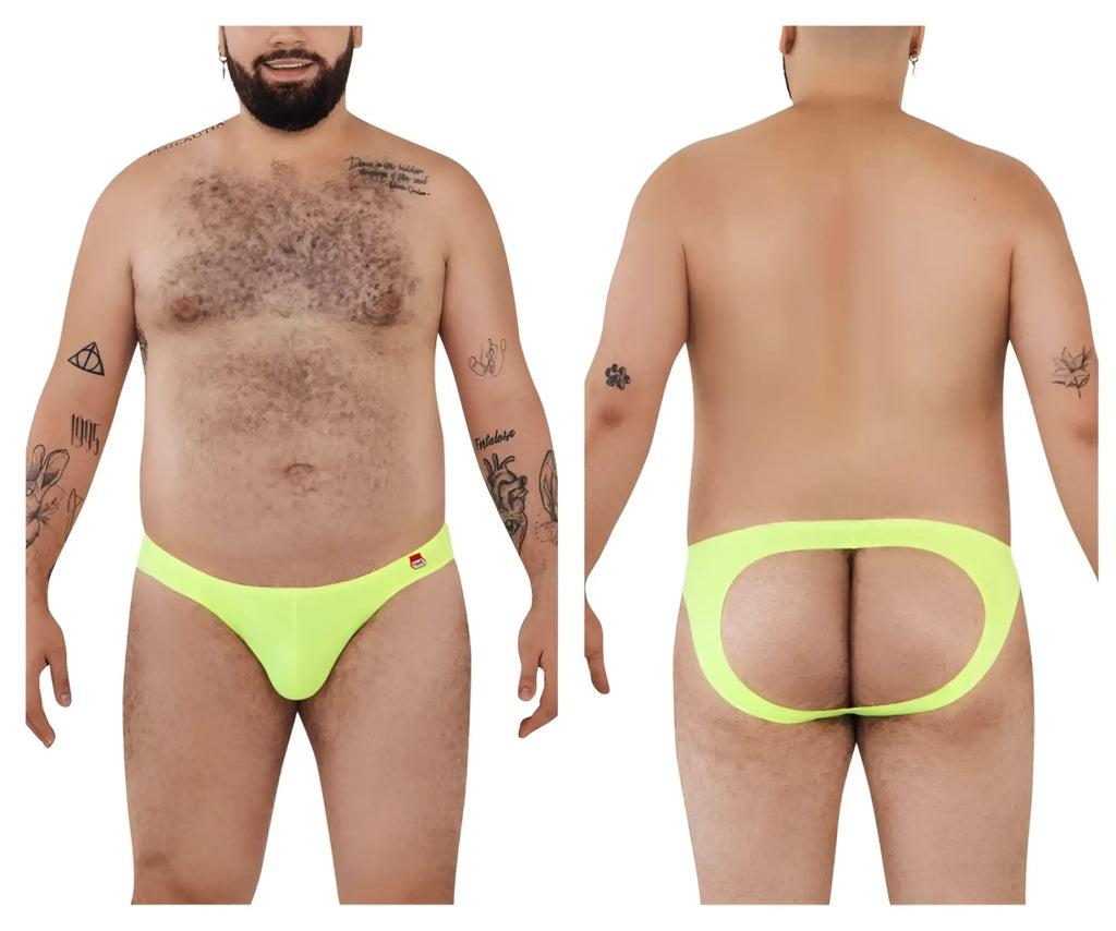Neon green pikante pik 0979x angola jockstrap thong with a cutout design in front for bold comfort