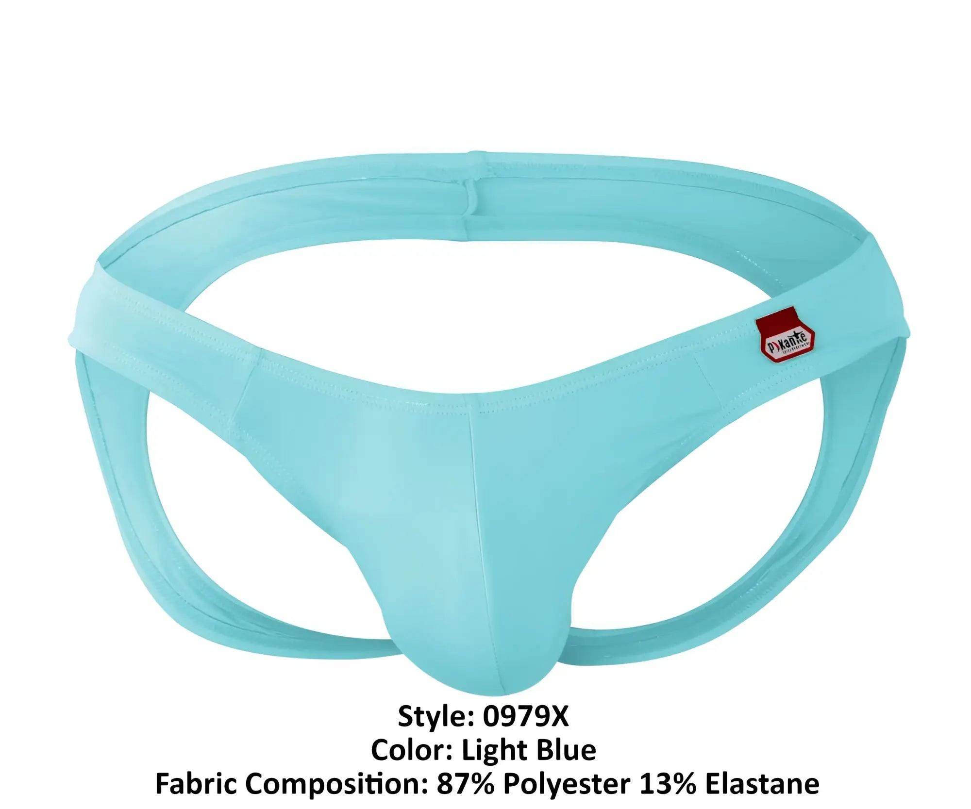 Light blue Pikante PIK 0979X Angola jockstrap made of 87% polyester 13% elastane with a small red logo on the side