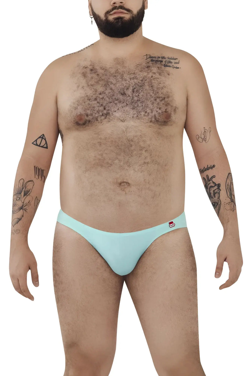 Light blue pikante pik 0979x angola jockstrap briefs with small red logo on waistband front view